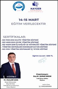 Gıda İşleme Bölümümüzde Yönetim Sistemleri ve İç Tetkik Eğitimi Başarıyla Tamamlandı!